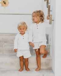 INDIE BLUE Boys Knox Shorts (white muslin)