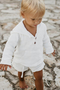 INDIE BLUE Boys Knox Hoodie (white muslin)