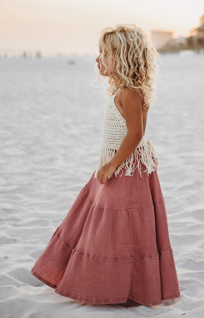 INDIE BLUE Separates Bella Maxi Skirt (deep coral muslin)