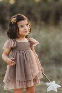 INDIE BLUE Dresses Fawn Dress (mocha tulle)