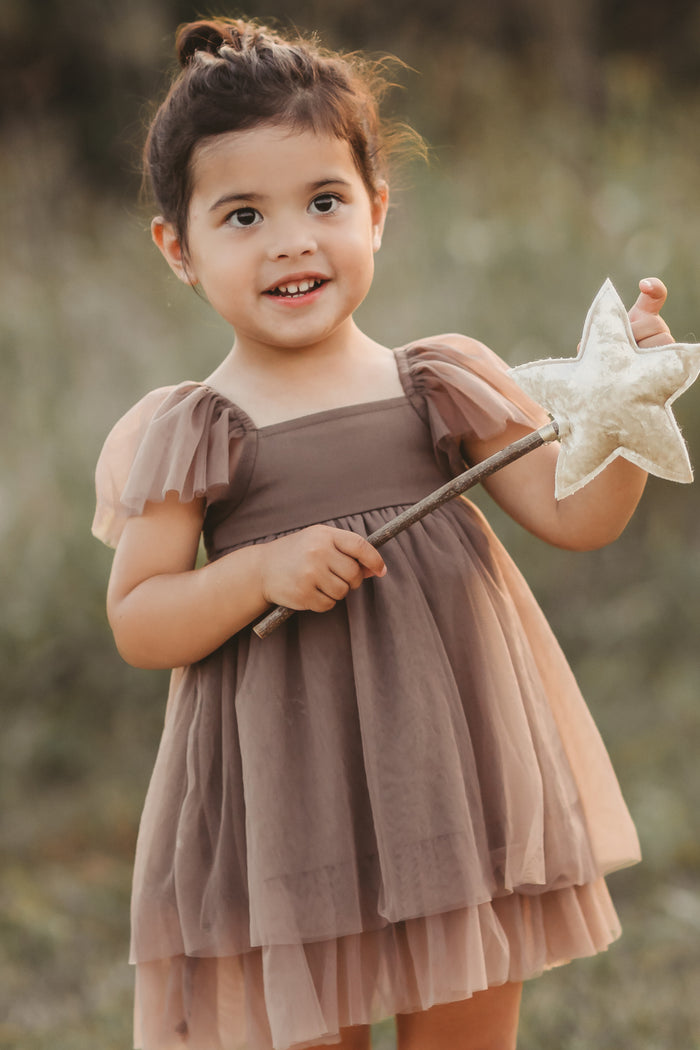 INDIE BLUE Dresses Fawn Dress (mocha tulle)