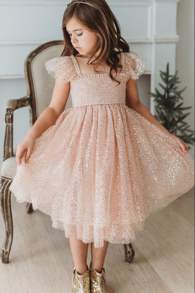 INDIE BLUE Dresses Juliet Dress (sequin pink tulle)