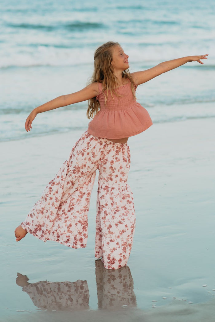 INDIE BLUE Separates Bella Maxi Pants (ruby floral) FINAL SALE