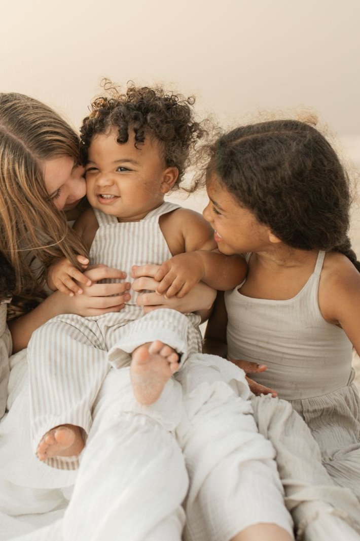 INDIE BLUE Boys Grady Romper (desert pinstripe linen)