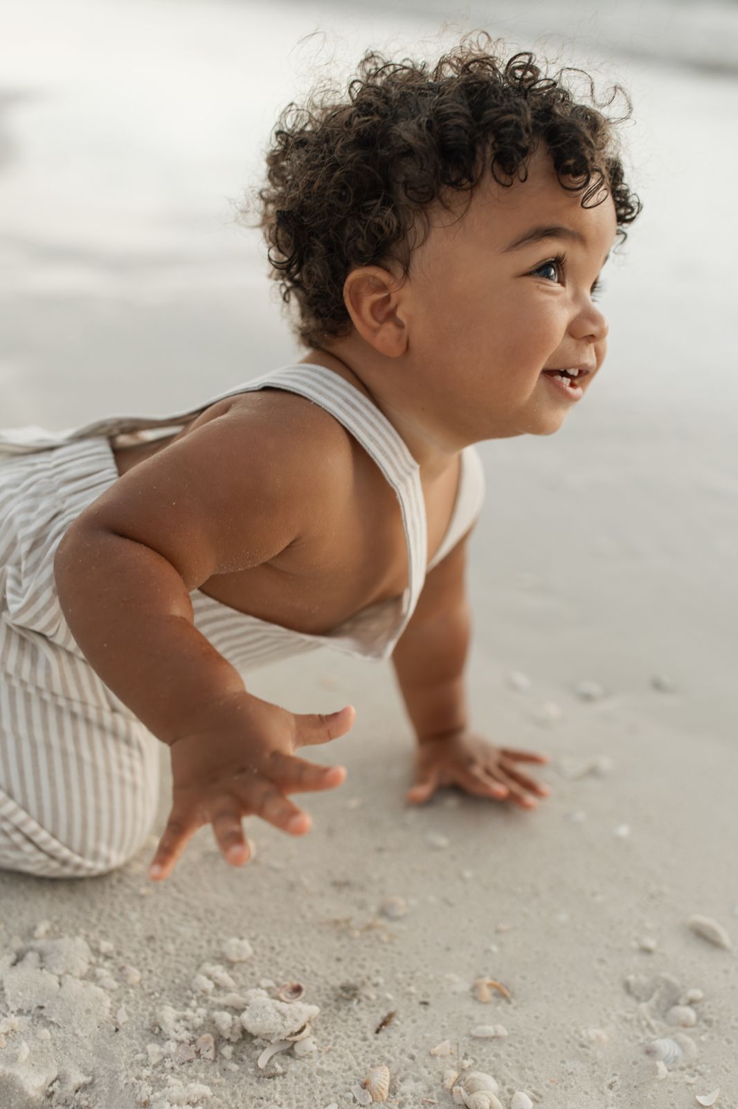 INDIE BLUE Boys Grady Romper (desert pinstripe linen)