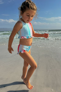 INDIE BLUE SWIM Scoopback Set (rainbow stripe)