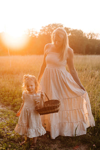 INDIE BLUE Women Women's Stella Maxi (tan gingham)