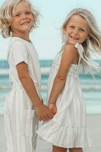 INDIE BLUE Dresses Evie Tunic Dress (desert stripe linen)