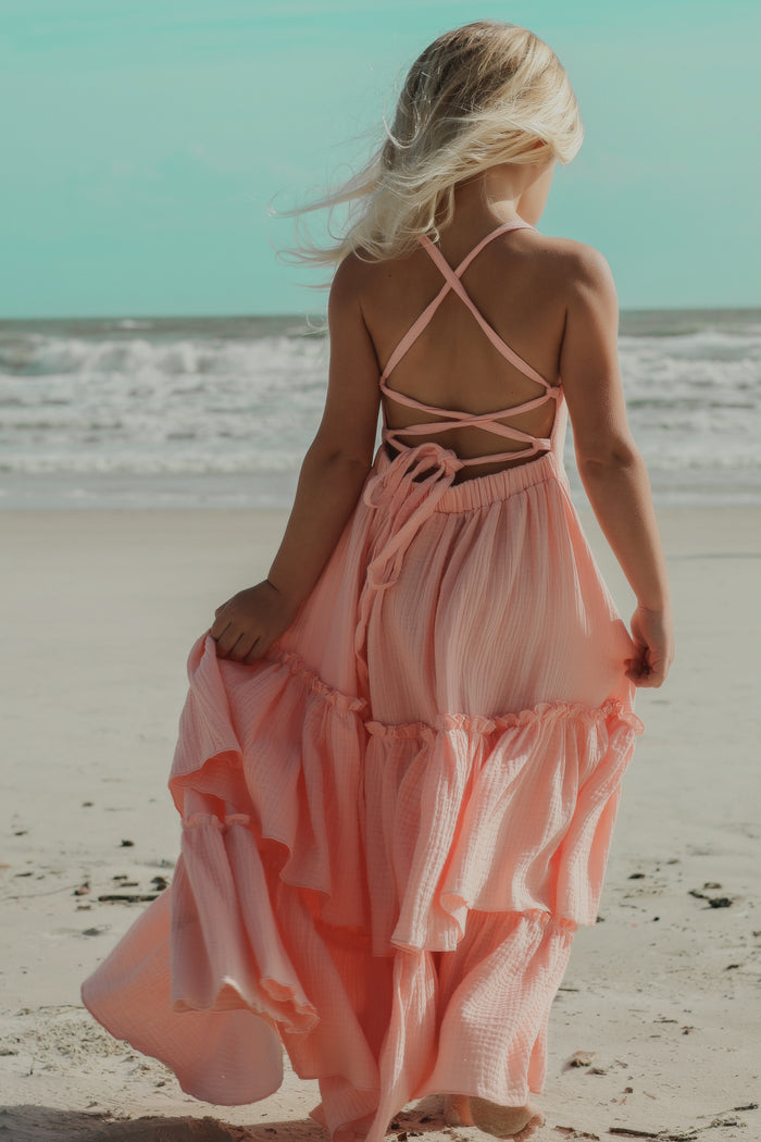 INDIE BLUE Dresses Wendy Dress (vibrant coral muslin)