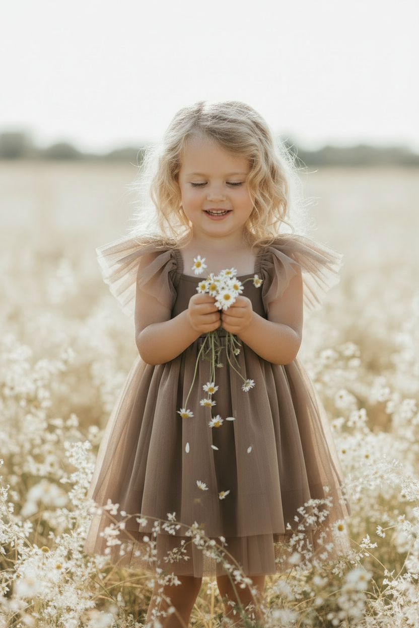 Fawn Dress (mocha tulle) 2T