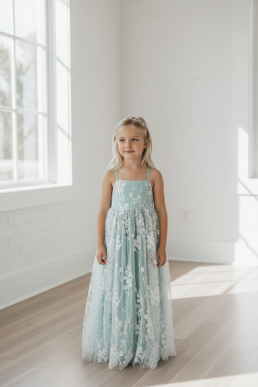 Fiona Lace Dress (coastal blue) 12-14Y Fiona Lace Dress (coastal blue) 12-14Y