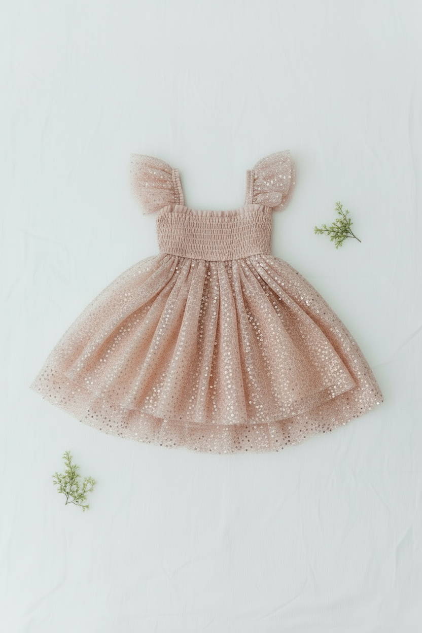 INDIE BLUE Dresses Juliet Dress (sequin pink tulle)