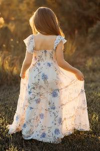 INDIE BLUE Dresses Marabella Dress (floral blue chiffon)