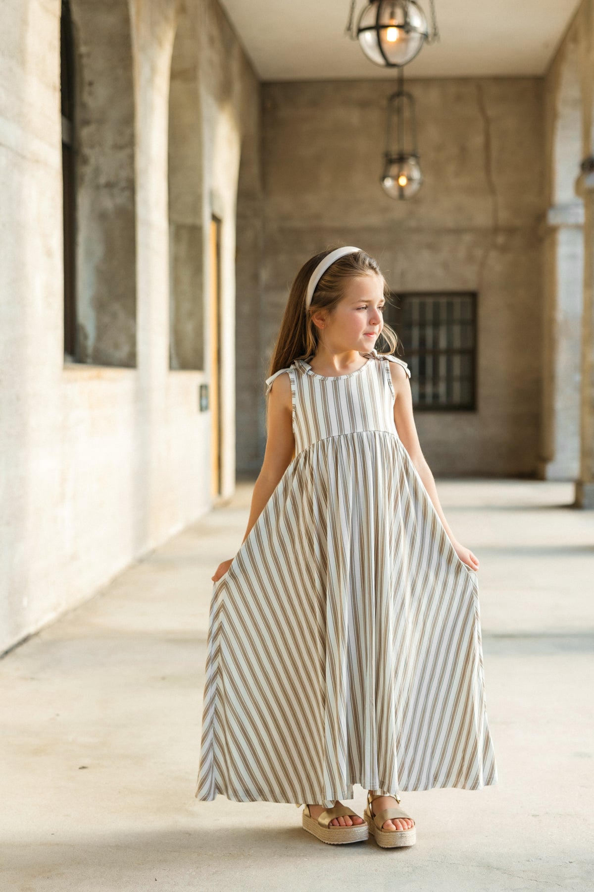 INDIE BLUE Dresses Liza Maxi Dress (ash stripe)