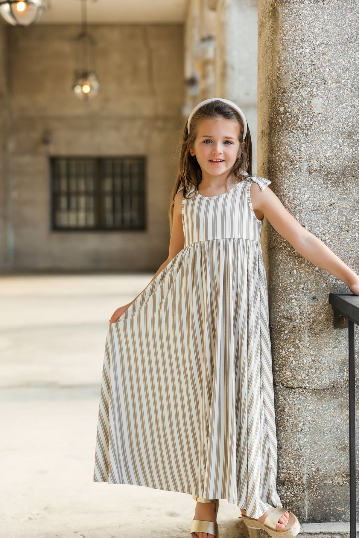 INDIE BLUE Dresses Liza Maxi Dress (ash stripe)