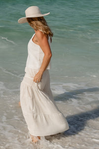 INDIE BLUE Women Women's Bella Maxi Pants (light ivory muslin)