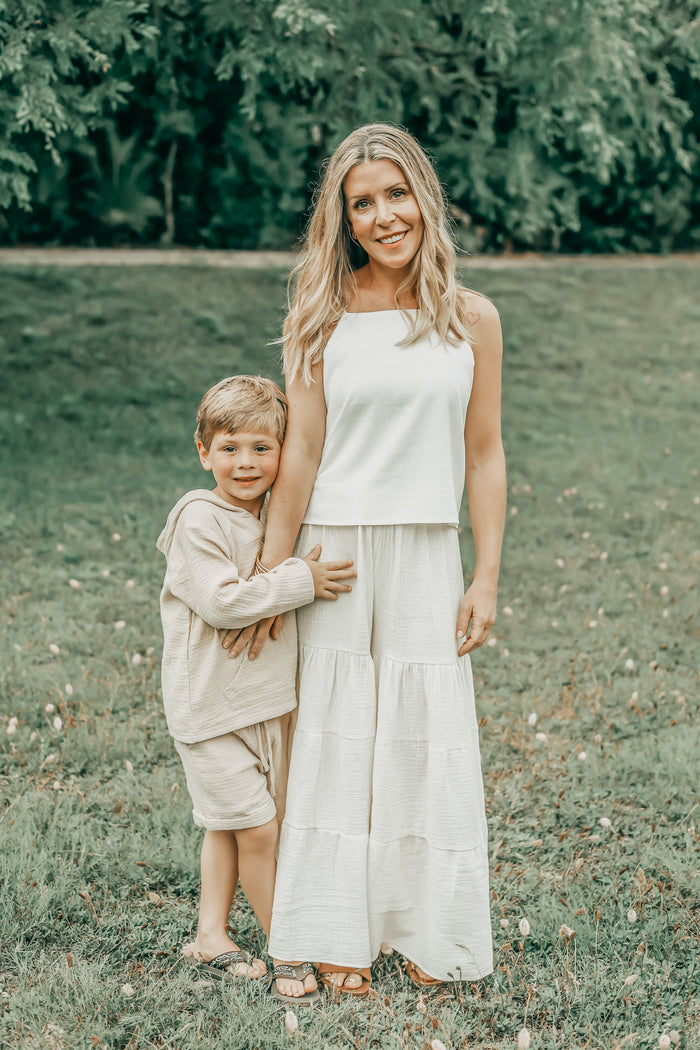 INDIE BLUE Women Women's Bella Maxi Pants (light ivory muslin)