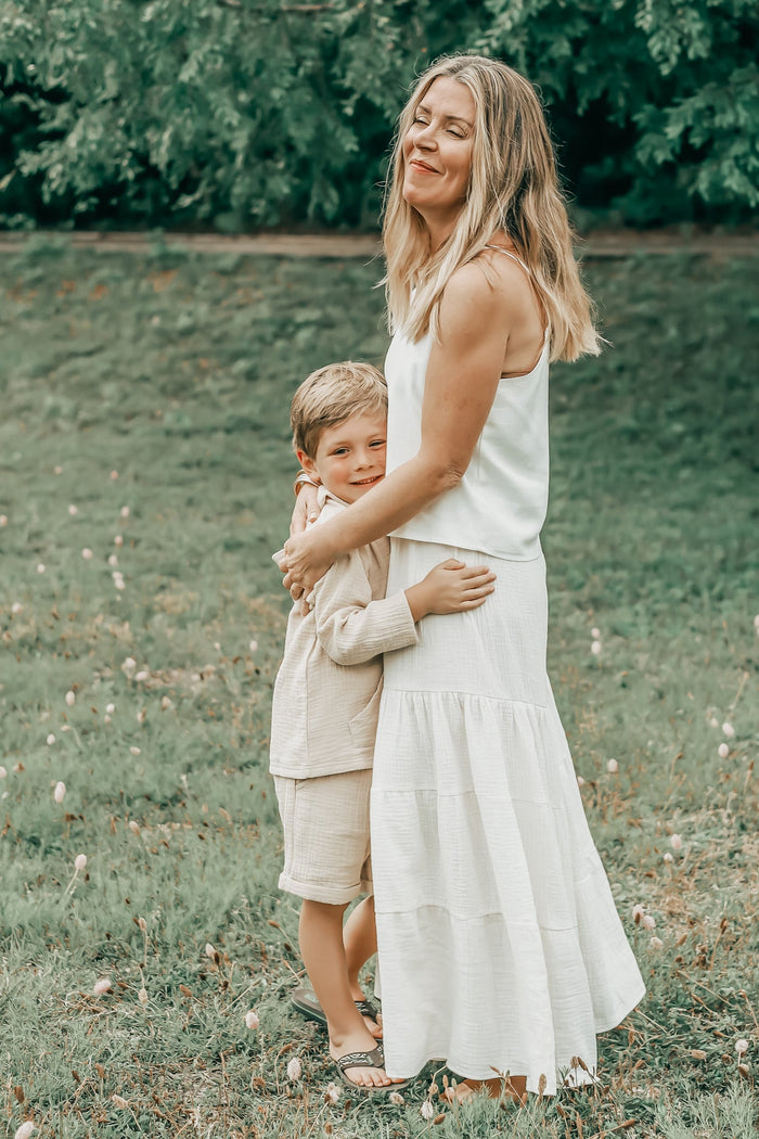 INDIE BLUE Women Women's Bella Maxi Pants (light ivory muslin)