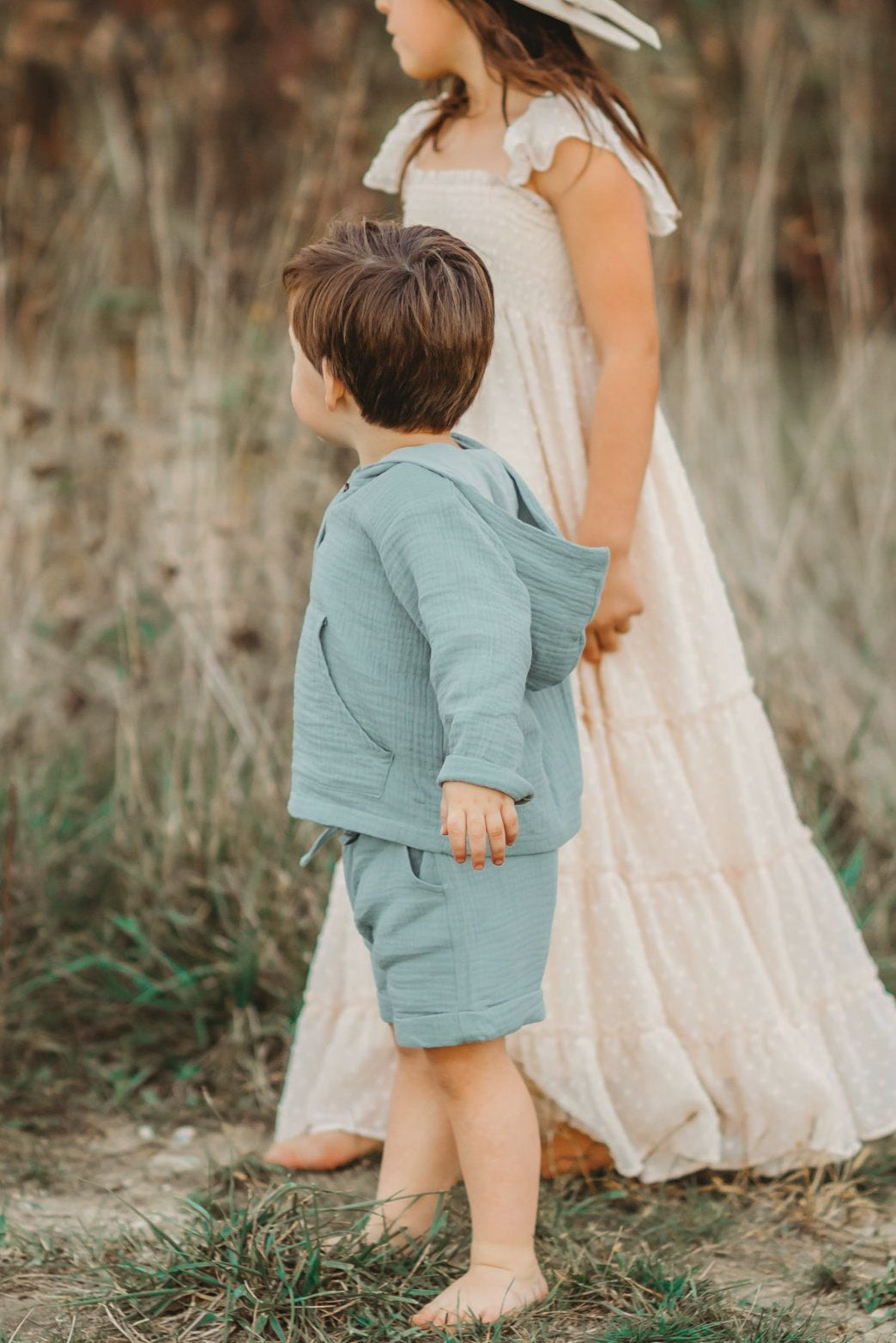 INDIE BLUE Boys Knox Shorts (soft teal muslin)