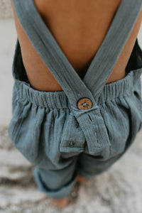 INDIE BLUE Boys Grady Romper (cobalt muslin)