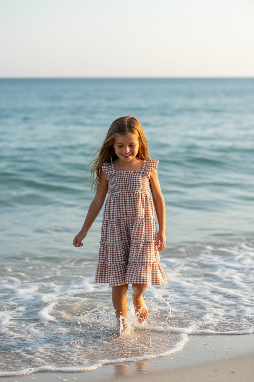 Pia Dress (brown gingham) 12-14Y Pia Dress (brown gingham) 12-14Y