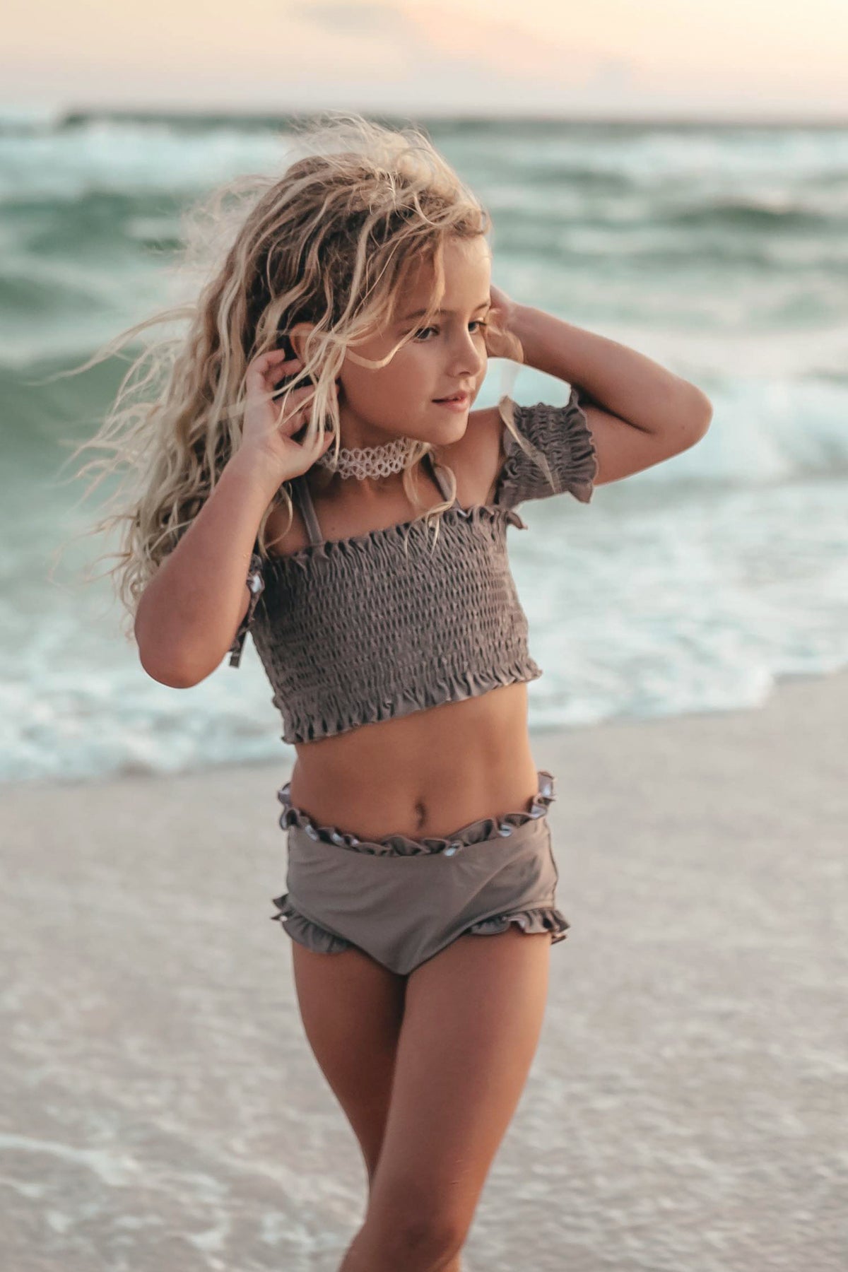 INDIE BLUE SWIM Smocked Sleeve Set (ash)