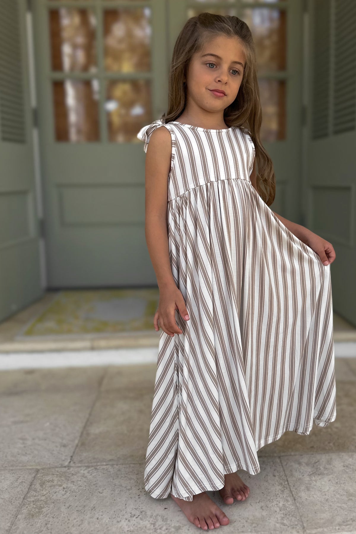 INDIE BLUE Dresses Liza Maxi Dress (ash stripe)