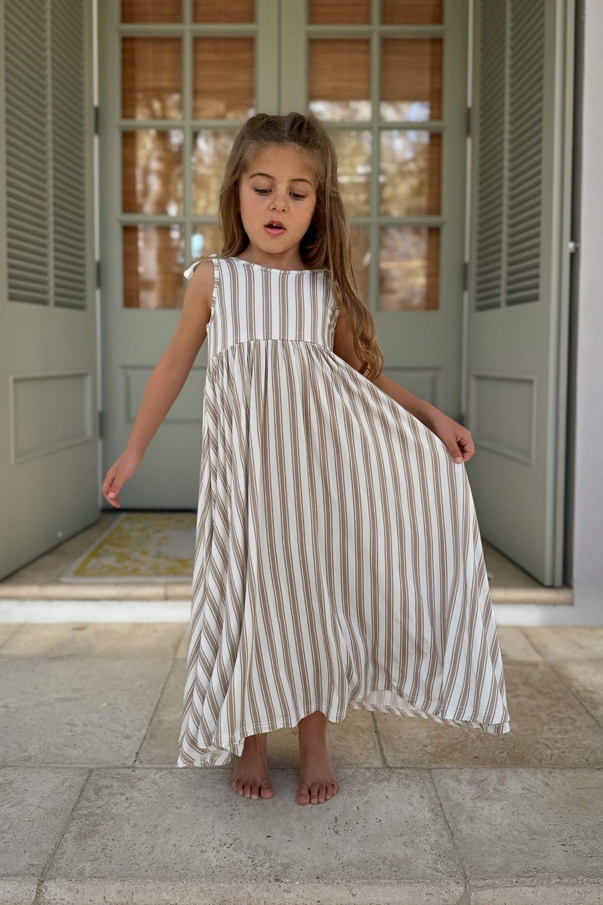 INDIE BLUE Dresses Liza Maxi Dress (ash stripe)