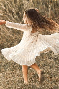 INDIE BLUE Dresses Nora Dress (natural swiss dot)