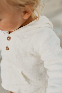 INDIE BLUE Boys Knox Hoodie (light ivory muslin)