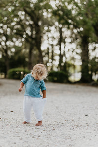 INDIE BLUE Boys Finn Pants (white muslin)