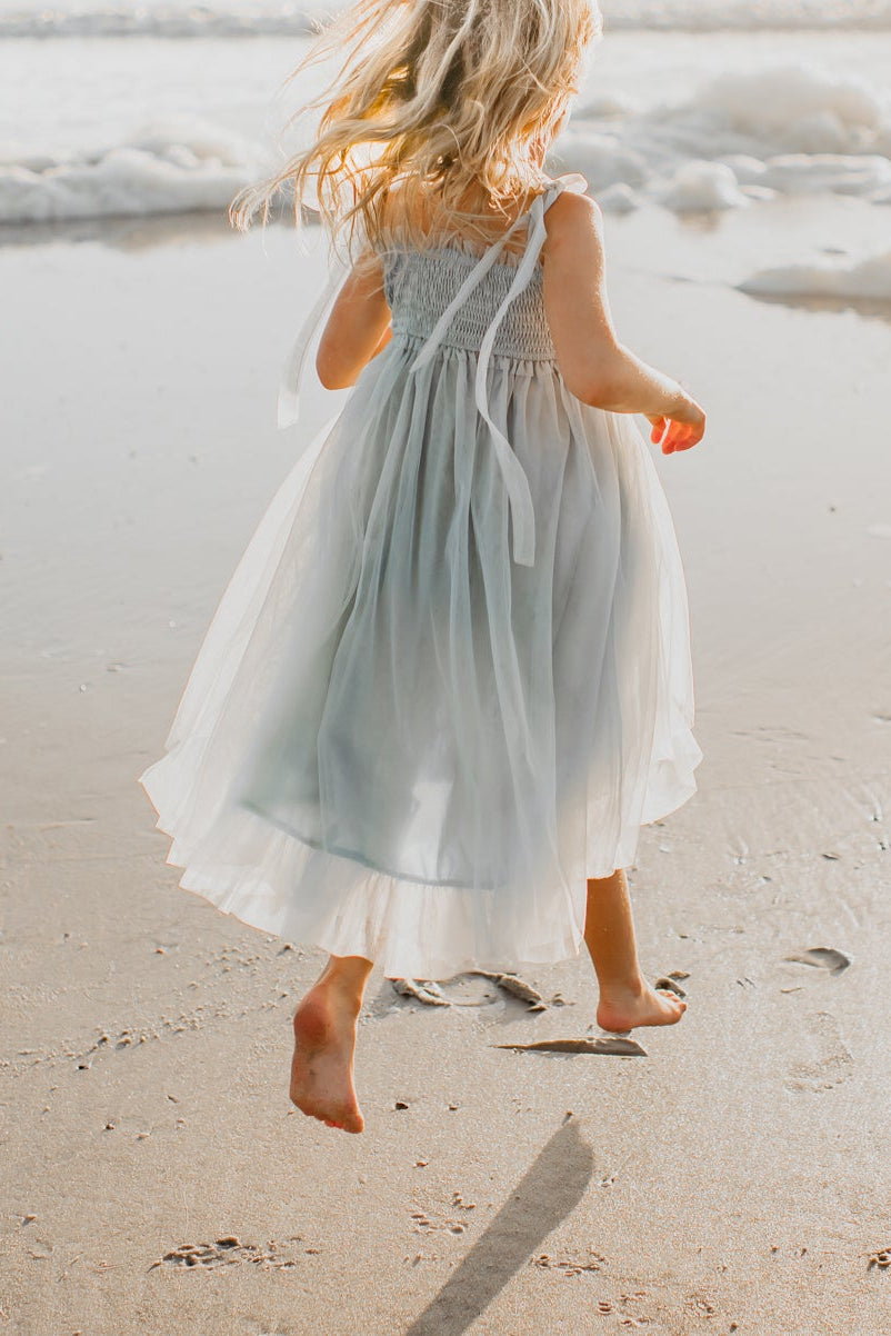 baby blue dress beach Isa High-Low Dress (airy blue tulle) 5T