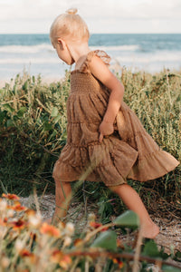 INDIE BLUE Dresses Pia Dress (mocha swiss dot)