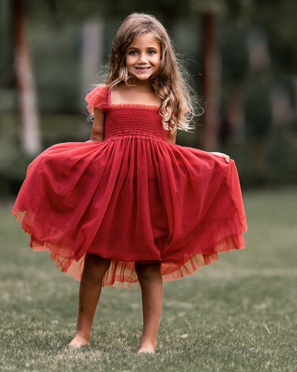 Soft tulle dark red