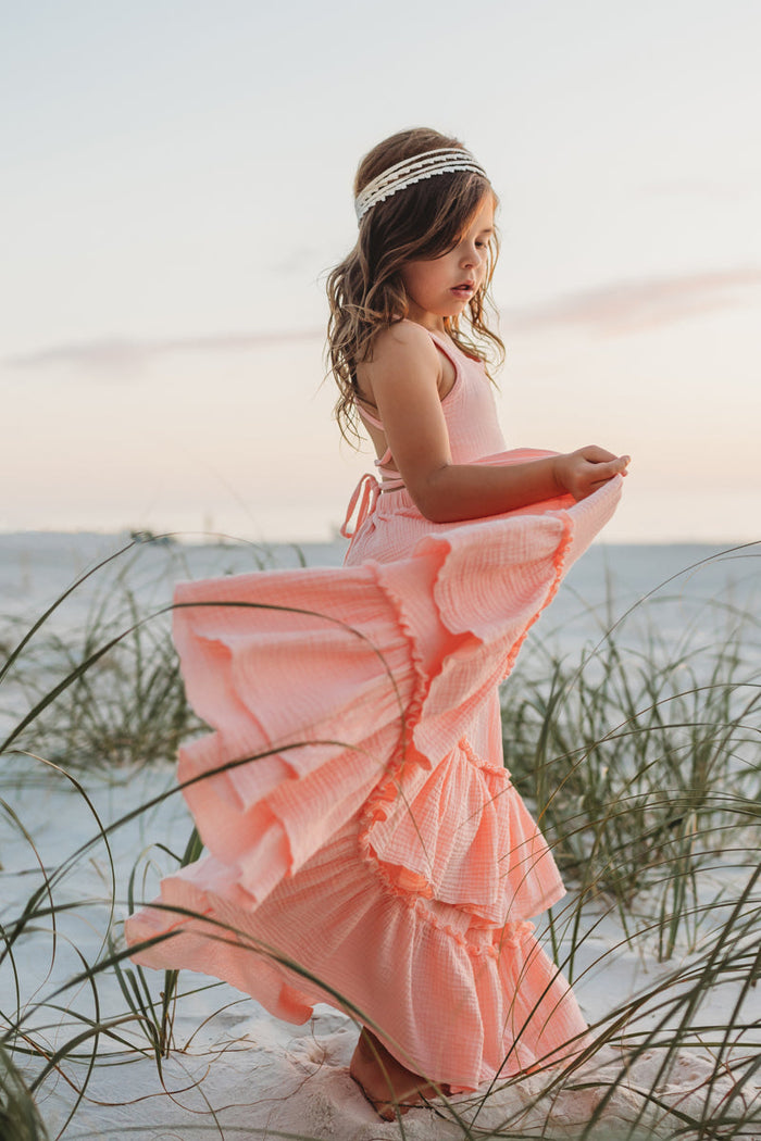 INDIE BLUE Dresses Wendy Dress (vibrant coral muslin)