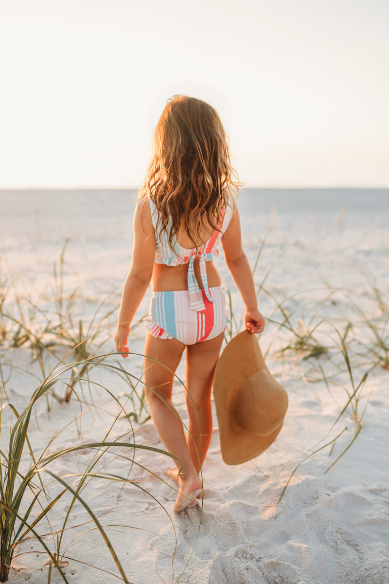 INDIE BLUE SWIM Scoopback Set (rainbow stripe)
