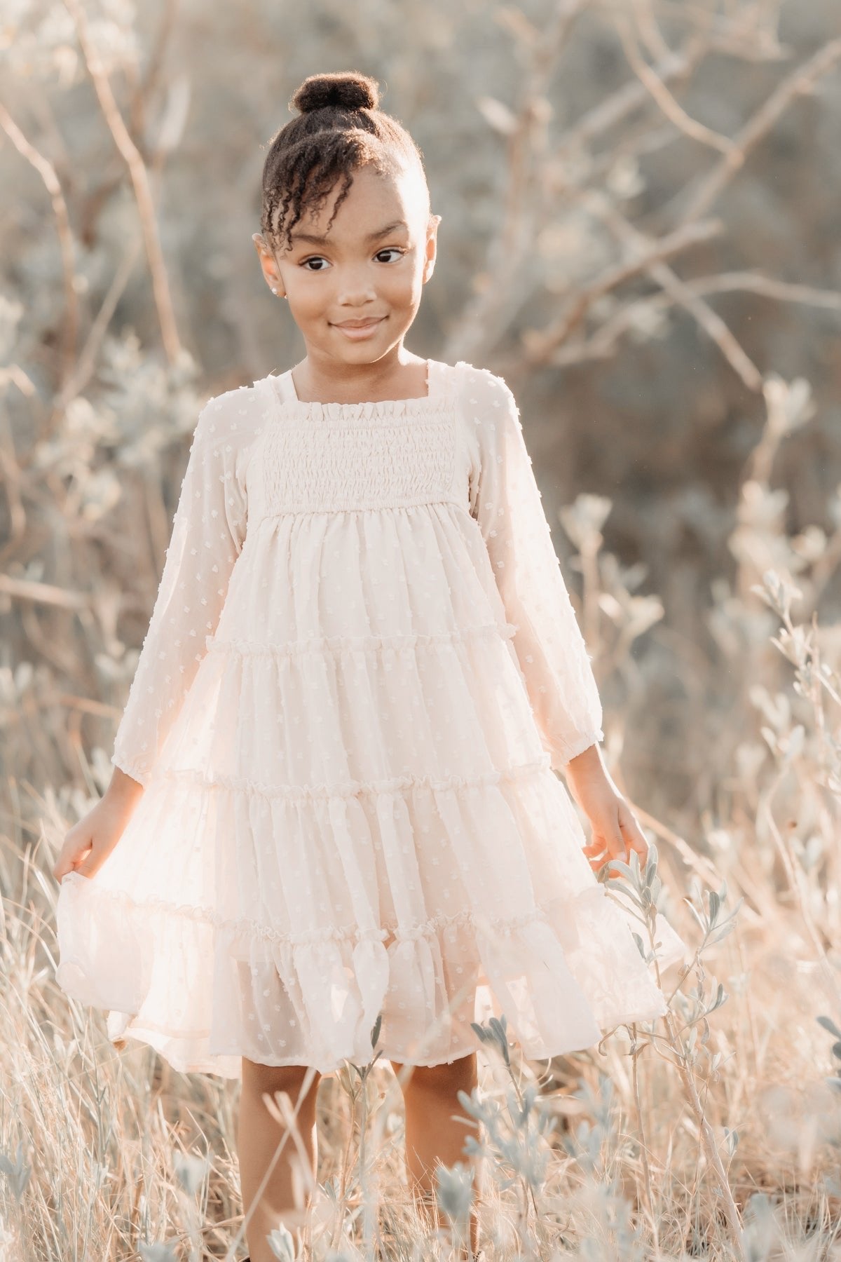 INDIE BLUE Dresses Nora Dress (natural swiss dot)