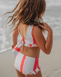 INDIE BLUE SWIM Scoopback Set (coral stripe) FINAL SALE