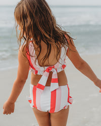 INDIE BLUE SWIM Scoopback Set (coral stripe) FINAL SALE