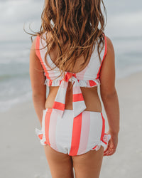 INDIE BLUE SWIM Scoopback Set (coral stripe) FINAL SALE