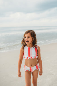 INDIE BLUE SWIM Scoopback Set (coral stripe) FINAL SALE