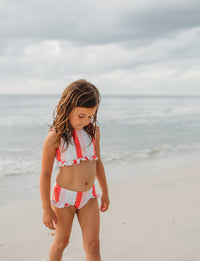 INDIE BLUE SWIM Scoopback Set (coral stripe) FINAL SALE