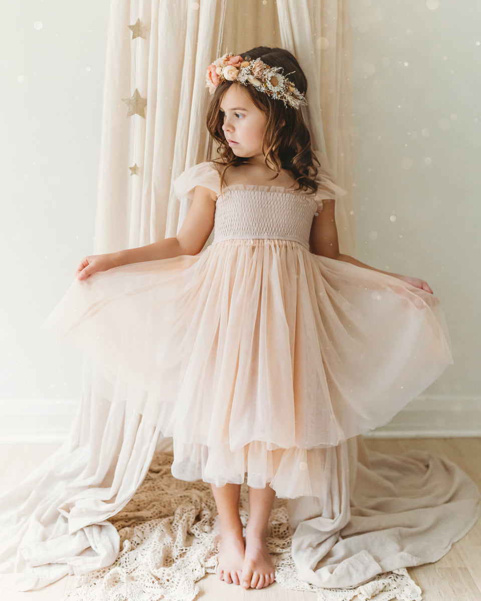 Peach tulle outlet dress