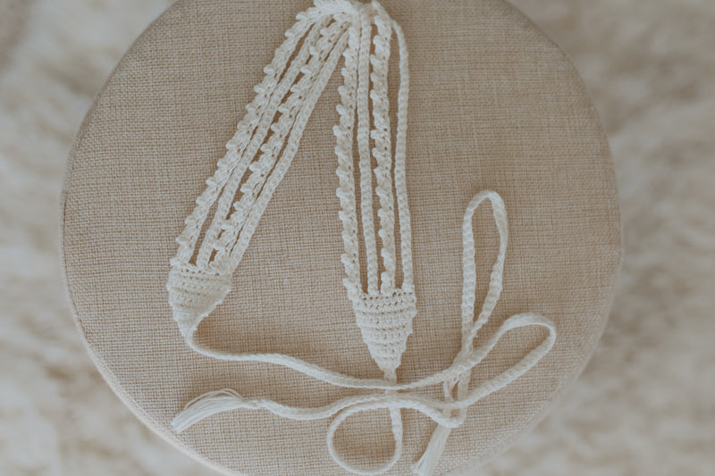 Split-Layer Hand-Crochet Headband (ivory)