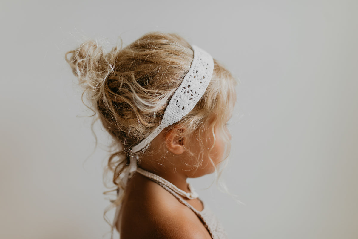Flower Lace Hand-Crocheted Headband (soft white)