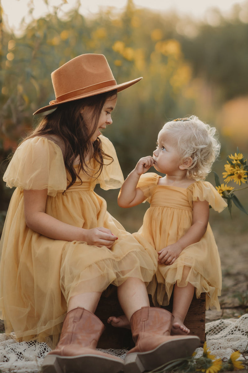 SS Girl's Dress Fawn Dress (saffron tulle)