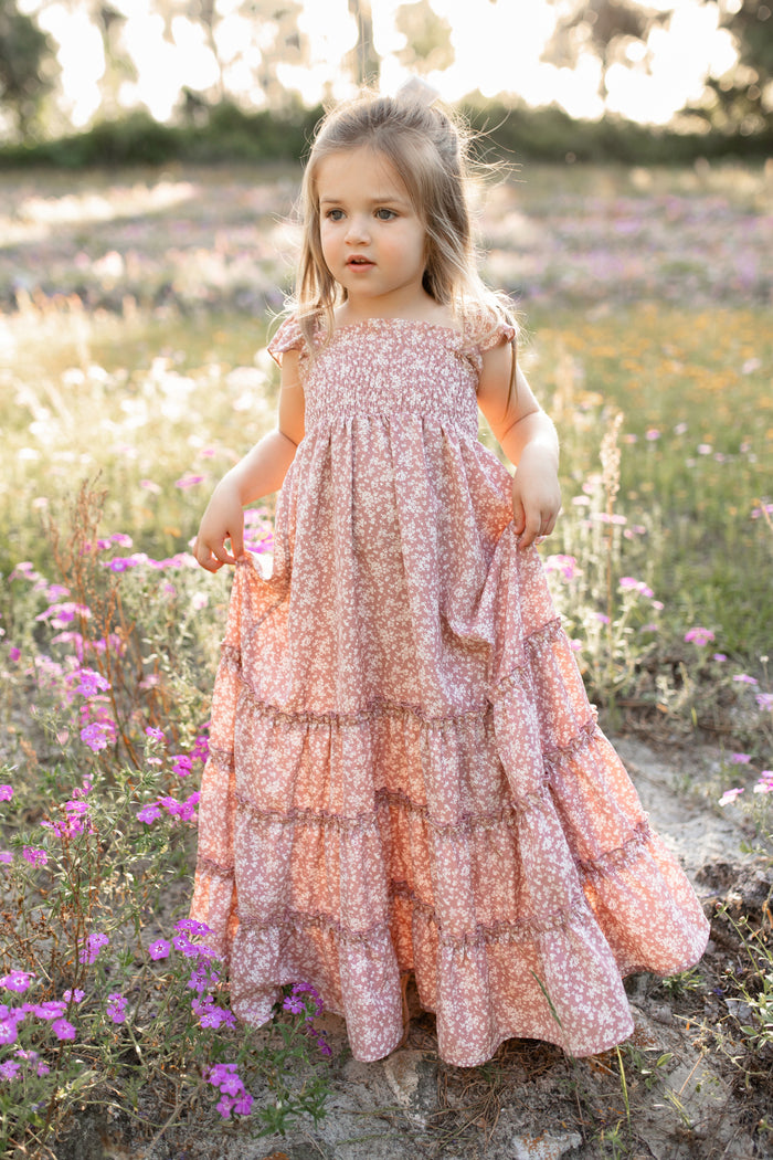 Marabella Dress (dusty pink floral) 7Y Marabella Dress (dusty pink floral) 7Y