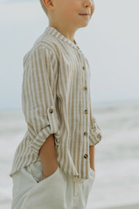 Ty Shirt (driftwood stripe linen)
