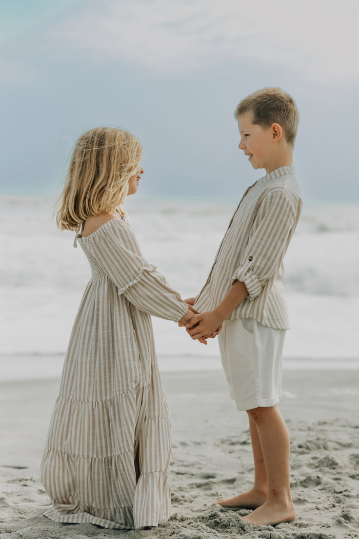 Pippa Maxi (driftwood stripe linen)