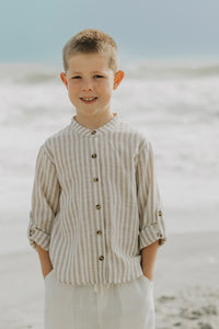 Ty Shirt (driftwood stripe linen)